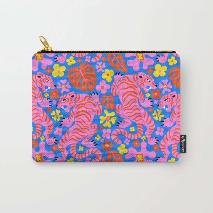 Pink Tigers and Flowers Carry All Pouch Gallery Image 1