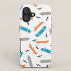 Skateboards orange and blue pattern great decor for nursery kids rooms boys and girls iPhone Case Gallery Image 1