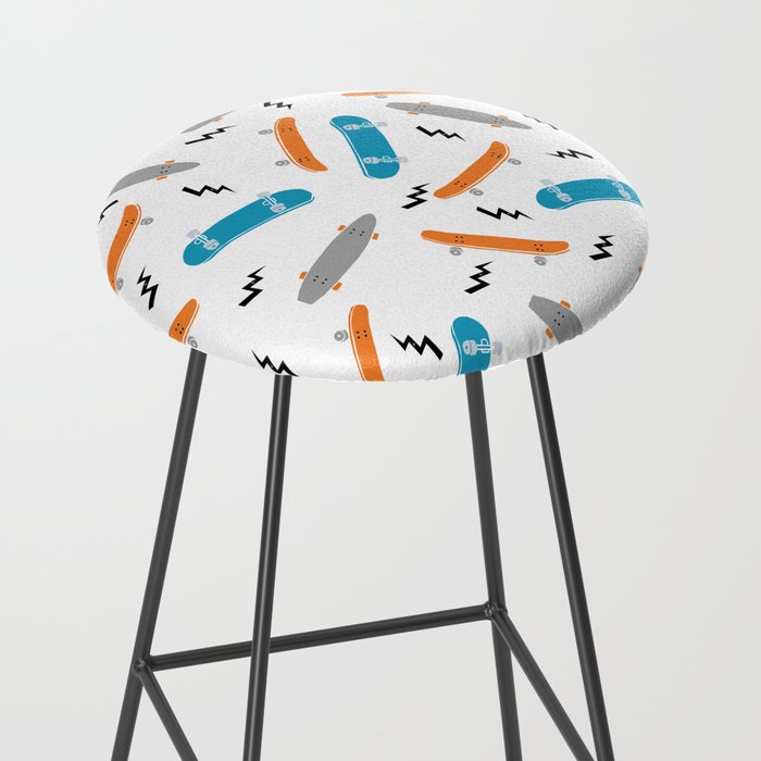 Skateboards orange and blue pattern great decor for nursery kids rooms boys and girls Stool Gallery Image 2