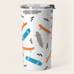 Skateboards orange and blue pattern great decor for nursery kids rooms boys and girls Travel Mug Gallery Image 2