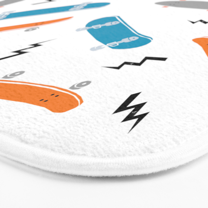 Skateboards orange and blue pattern great decor for nursery kids rooms boys and girls Bath Mat Gallery Image 3
