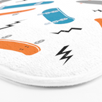 Skateboards orange and blue pattern great decor for nursery kids rooms boys and girls Bath Mat Gallery Image 3