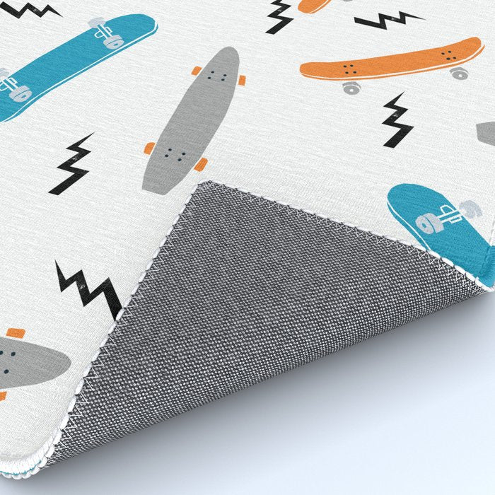 Skateboards orange and blue pattern great decor for nursery kids rooms boys and girls Rug Gallery Image 4