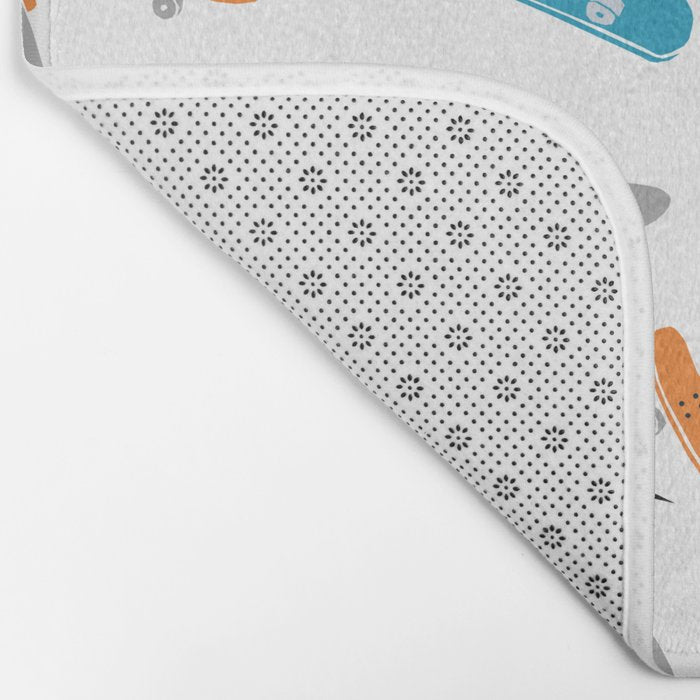 Skateboards orange and blue pattern great decor for nursery kids rooms boys and girls Bath Mat Gallery Image 2