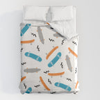 Skateboards orange and blue pattern great decor for nursery kids rooms boys and girls Duvet Cover Gallery Image 6