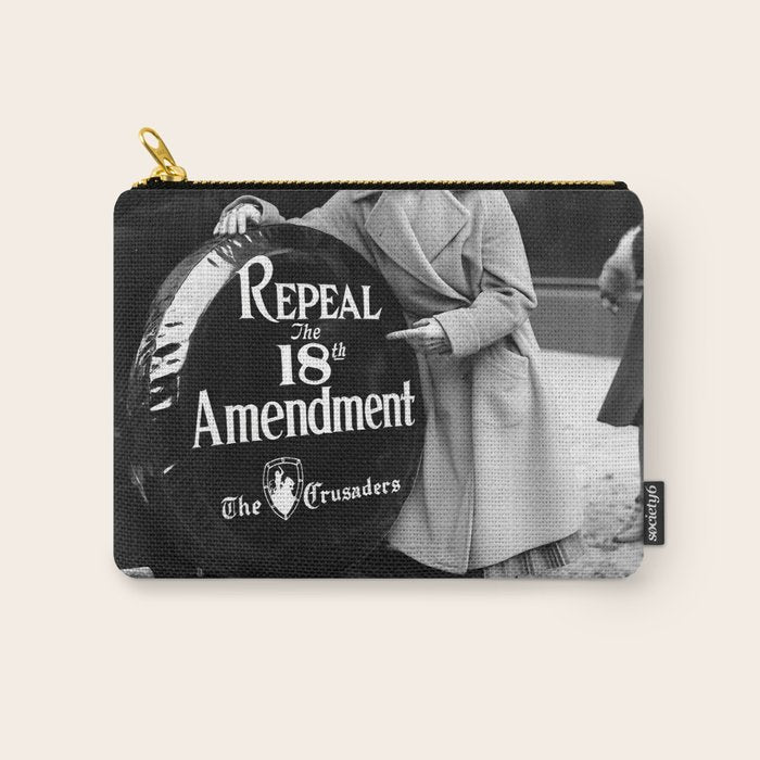 Roaring twenties repeal alcoholic prohibition volstad 18th amendment act flapper protest black and white vintage photograph - photography - photographs Carry All Pouch Gallery Image 1