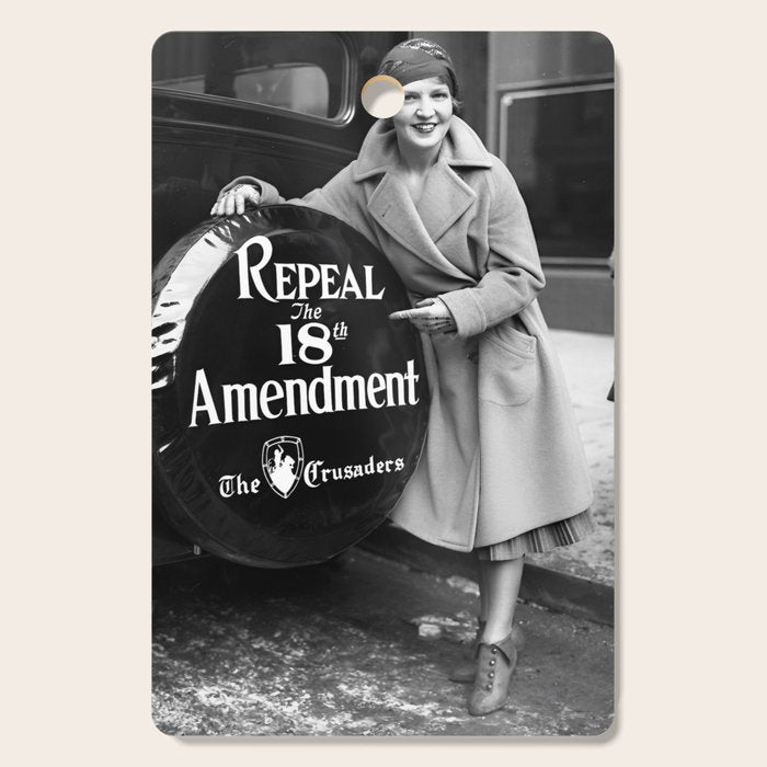 Roaring twenties repeal alcoholic prohibition volstad 18th amendment act flapper protest black and white vintage photograph - photography - photographs Cutting Board Gallery Image 1