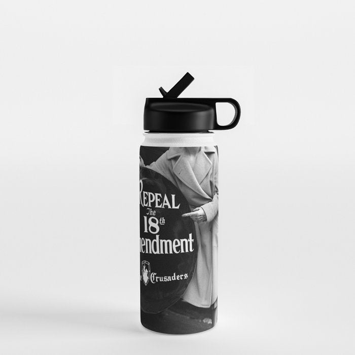 Roaring twenties repeal alcoholic prohibition volstad 18th amendment act flapper protest black and white vintage photograph - photography - photographs Water Bottle Gallery Image 1
