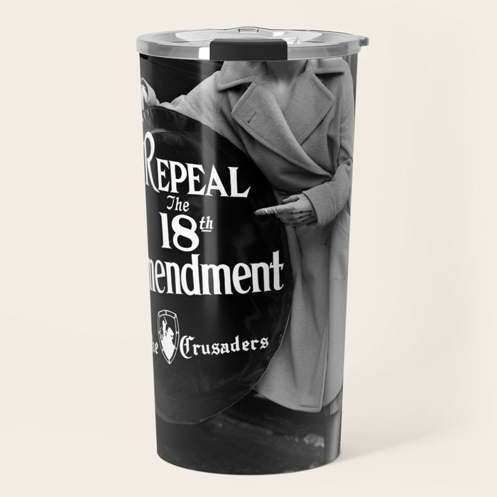 Roaring twenties repeal alcoholic prohibition volstad 18th amendment act flapper protest black and white vintage photograph - photography - photographs Travel Mug Gallery Image 1