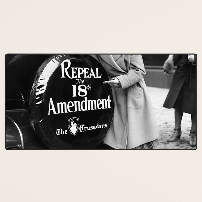 Roaring twenties repeal alcoholic prohibition volstad 18th amendment act flapper protest black and white vintage photograph - photography - photographs Desk Mat Gallery Image 3