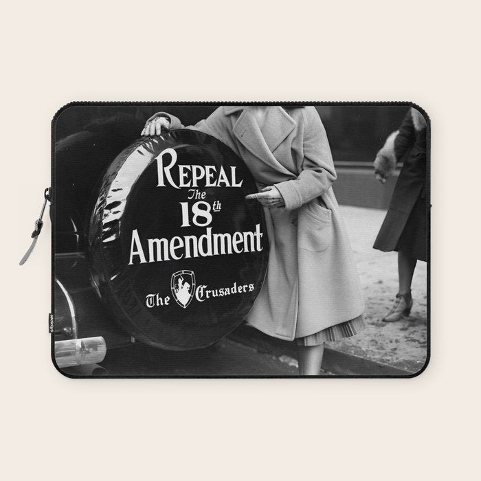 Roaring twenties repeal alcoholic prohibition volstad 18th amendment act flapper protest black and white vintage photograph - photography - photographs Laptop Sleeve Gallery Image 1