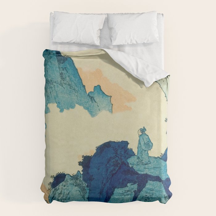 Climbing a mountain in Liuzhou Totoya Hokkei Japanese, 1780-1850  Duvet Cover Gallery Image 1
