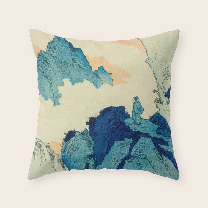 Climbing a mountain in Liuzhou Totoya Hokkei Japanese, 1780-1850  Throw Pillow Gallery Image 6