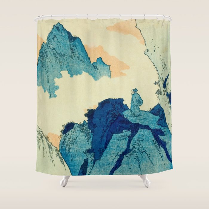 Climbing a mountain in Liuzhou Totoya Hokkei Japanese, 1780-1850  Shower Curtain Gallery Image 1