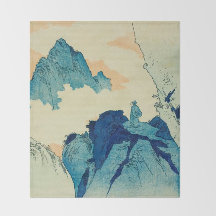 Climbing a mountain in Liuzhou Totoya Hokkei Japanese, 1780-1850  Throw Blanket Gallery Image 2