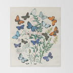Vintage Scientific Illustration Butterfly Botanical Floral Lithograph Encyclopaedia Diagrams  Throw Blanket Gallery Image 2