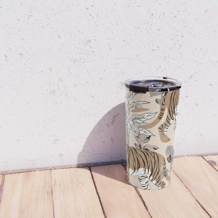 animalistic seamless pattern with tigers in the jungle Travel Mug Gallery Image 4