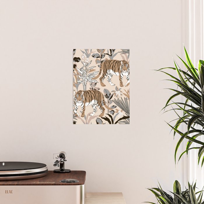animalistic seamless pattern with tigers in the jungle Poster Gallery Image 2