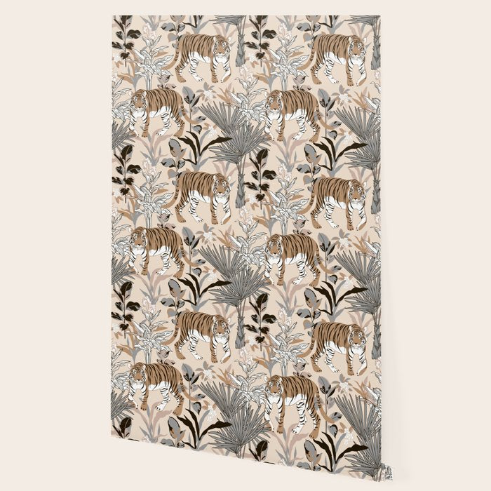 animalistic seamless pattern with tigers in the jungle Wallpaper Gallery Image 2