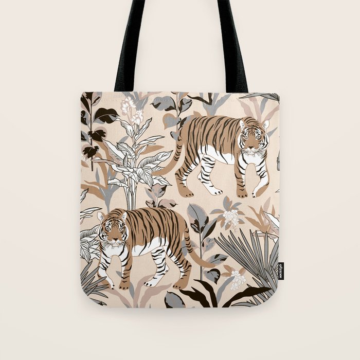 animalistic seamless pattern with tigers in the jungle Tote Bag Gallery Image 1