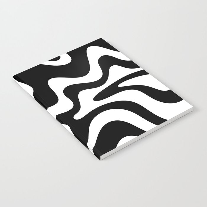 Liquid Swirl Abstract Pattern in Black and White Notebook Gallery Image 1