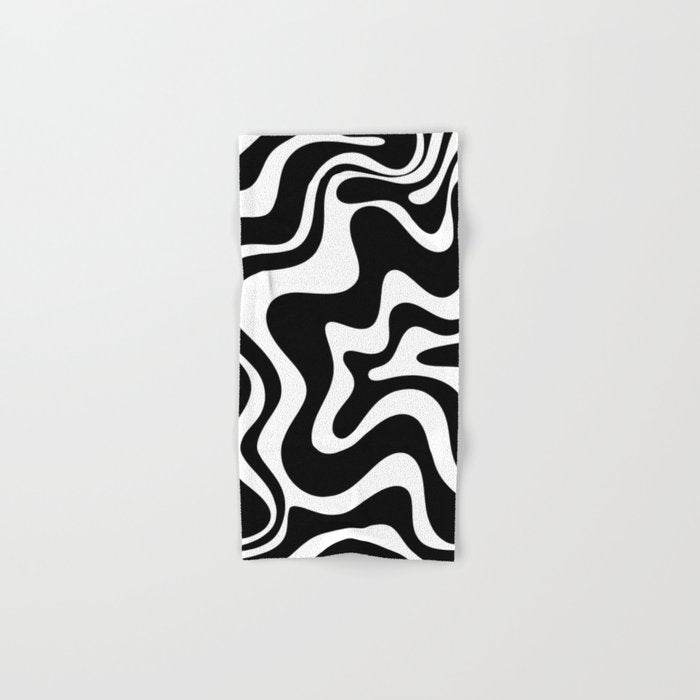 Liquid Swirl Abstract Pattern in Black and White Hand & Bath Towel Gallery Image 1