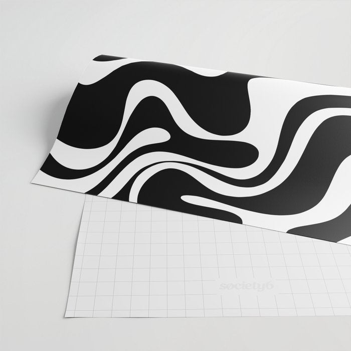 Liquid Swirl Abstract Pattern in Black and White Wrapping Paper Gallery Image 2