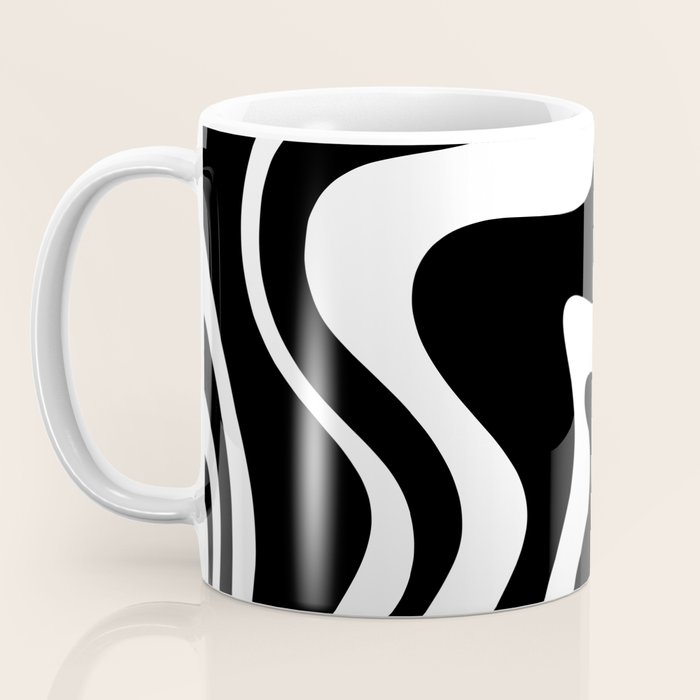 Liquid Swirl Abstract Pattern in Black and White Coffee Mug Gallery Image 3