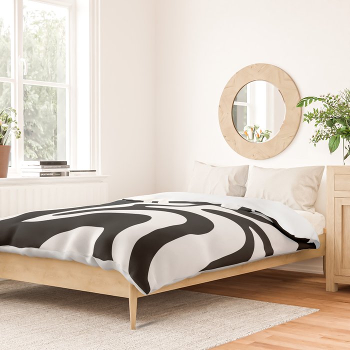 Liquid Swirl Abstract Pattern in Black and White Duvet Cover Gallery Image 2