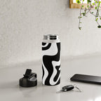 Liquid Swirl Abstract Pattern in Black and White Water Bottle Gallery Image 5