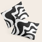 Liquid Swirl Abstract Pattern in Black and White Pillow Sham Gallery Image 3