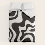 Liquid Swirl Abstract Pattern in Black and White Duvet Cover Gallery Image 6