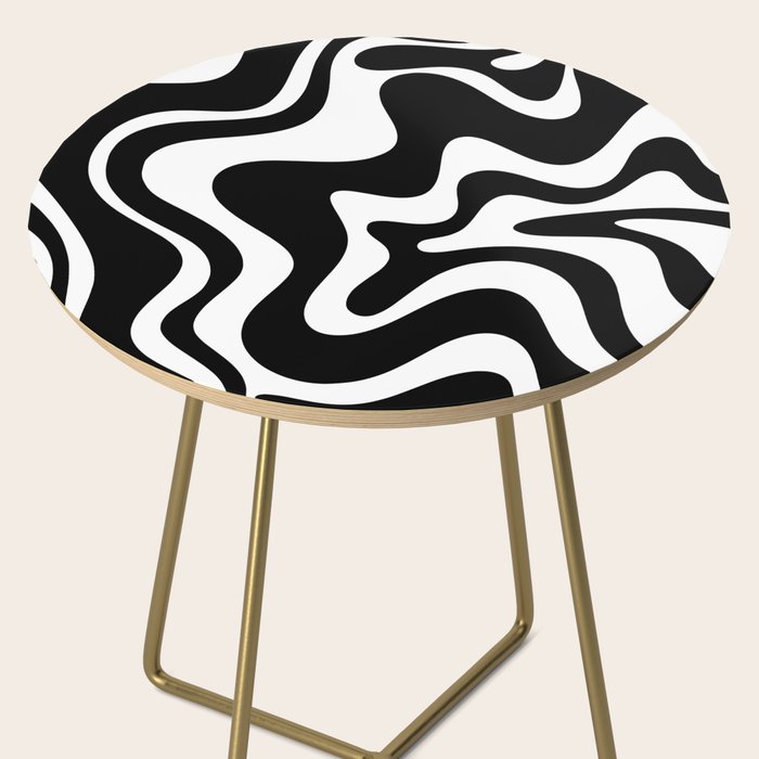 Liquid Swirl Abstract Pattern in Black and White Side Table Gallery Image 2