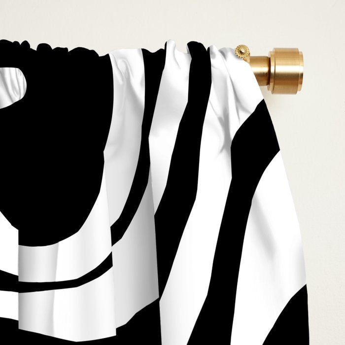 Liquid Swirl Abstract Pattern in Black and White Window Curtain Gallery Image 2