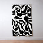 Liquid Swirl Abstract Pattern in Black and White Window Curtain Gallery Image 3