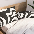 Liquid Swirl Abstract Pattern in Black and White Pillow Sham Gallery Image 2