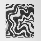 Liquid Swirl Abstract Pattern in Black and White Throw Blanket Gallery Image 2