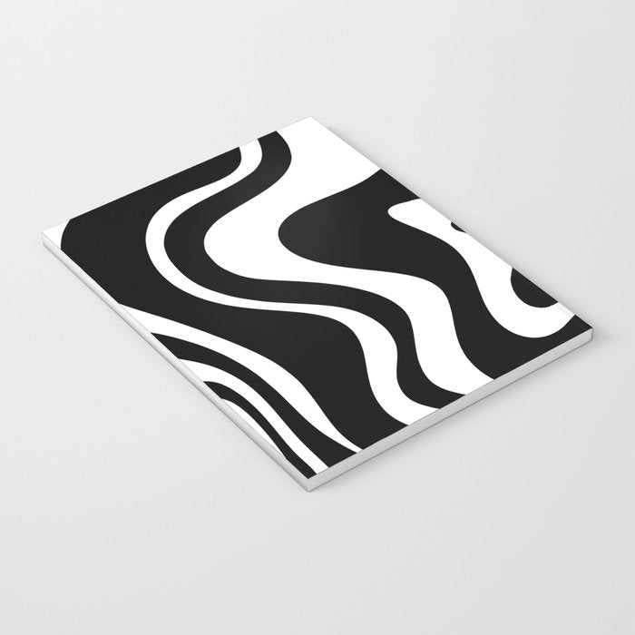 Liquid Swirl Abstract Pattern in Black and White Notebook Gallery Image 3