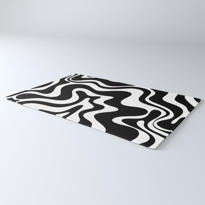 Liquid Swirl Abstract Pattern in Black and White Rug Gallery Image 3