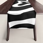 Liquid Swirl Abstract Pattern in Black and White Table Runner Gallery Image 1