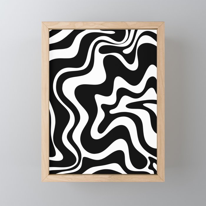 Liquid Swirl Abstract Pattern in Black and White Mini Art Print Gallery Image 1