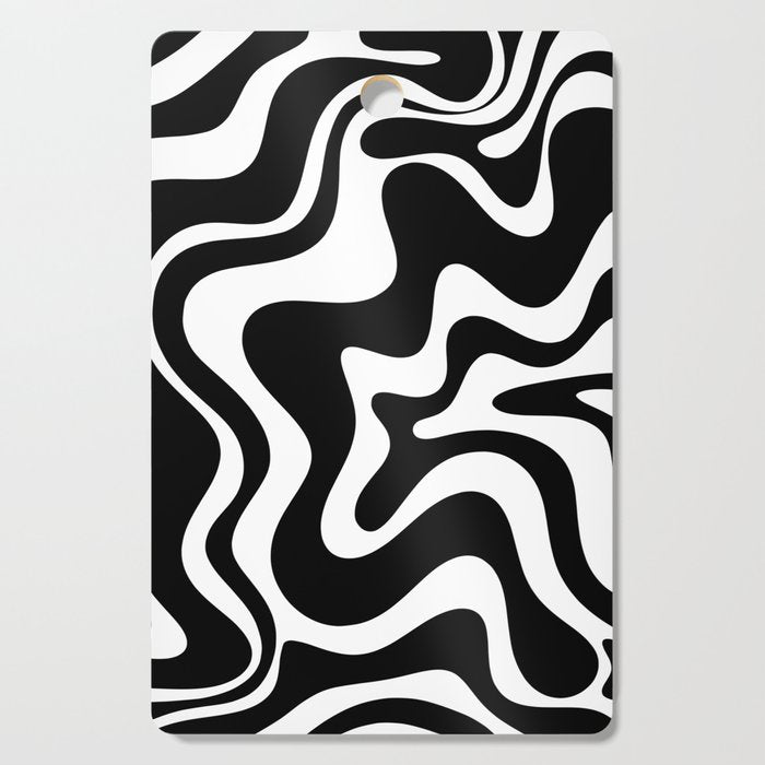 Liquid Swirl Abstract Pattern in Black and White Cutting Board Gallery Image 1