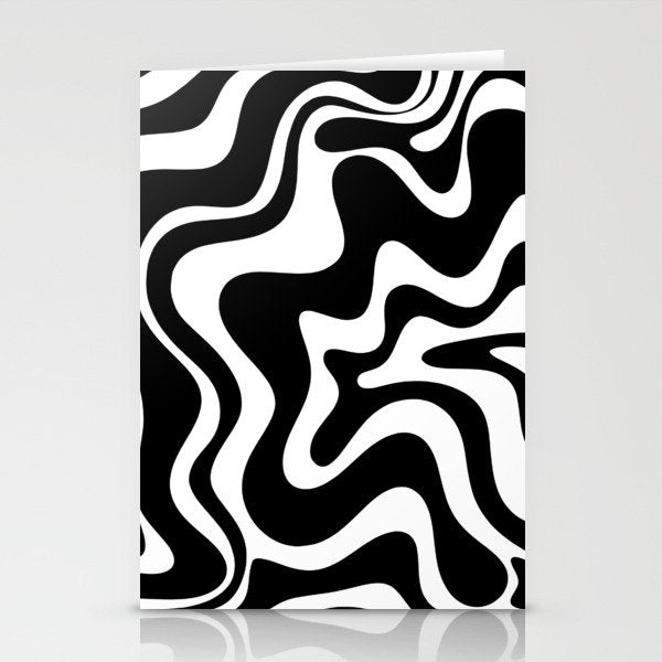 Liquid Swirl Abstract Pattern in Black and White Stationery Card Gallery Image 1