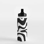 Liquid Swirl Abstract Pattern in Black and White Water Bottle Gallery Image 2