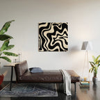 Liquid Swirl Abstract Pattern in Black and White Wood Wall Art Gallery Image 2