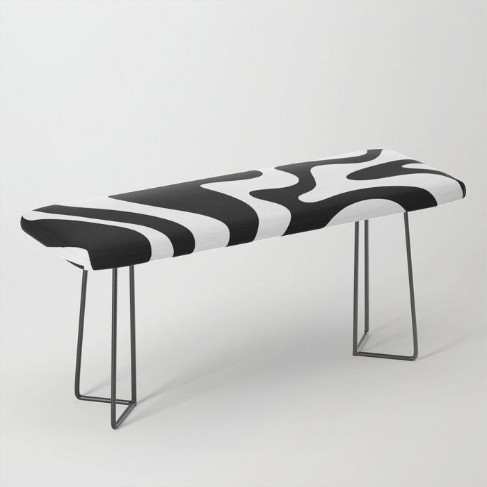 Liquid Swirl Abstract Pattern in Black and White Bench Gallery Image 1