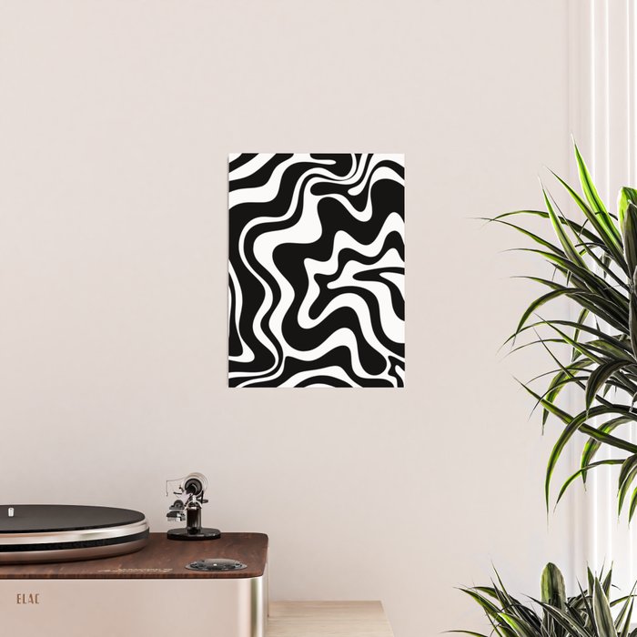 Liquid Swirl Abstract Pattern in Black and White Poster Gallery Image 2