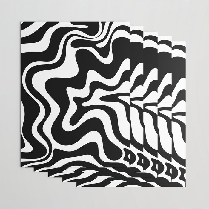 Liquid Swirl Abstract Pattern in Black and White Wrapping Paper Gallery Image 3