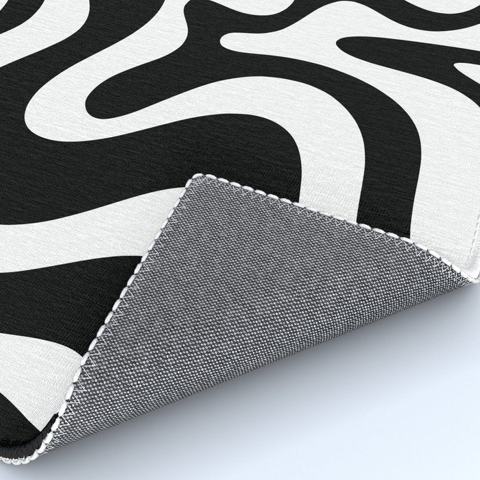 Liquid Swirl Abstract Pattern in Black and White Rug Gallery Image 4