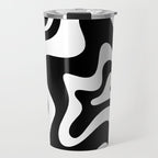 Liquid Swirl Abstract Pattern in Black and White Travel Mug Gallery Image 1
